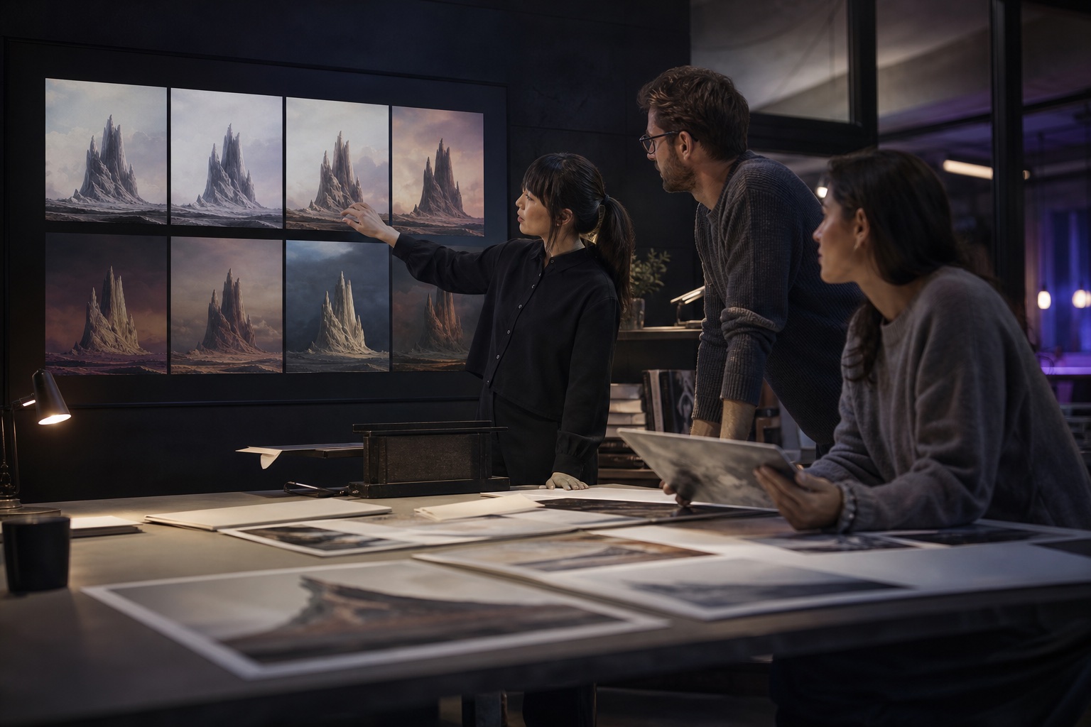 A product team comparing several AI-generated outcomes before choosing what to release.